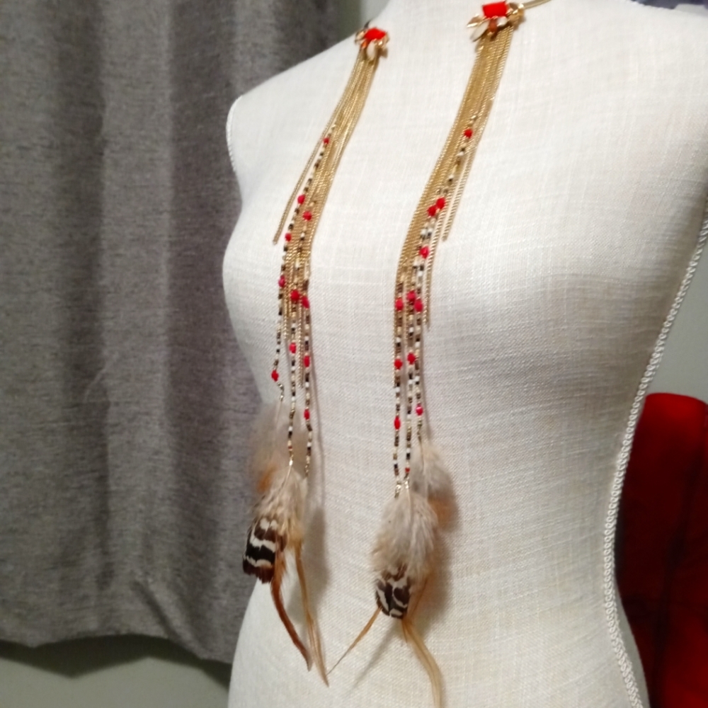Boho Body Jewelry Feather Necklace